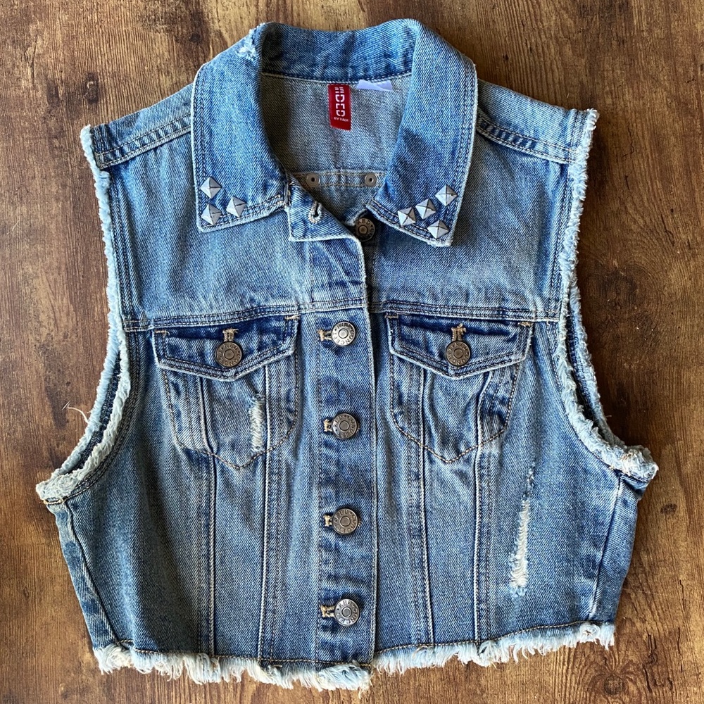 Denim crop top vest